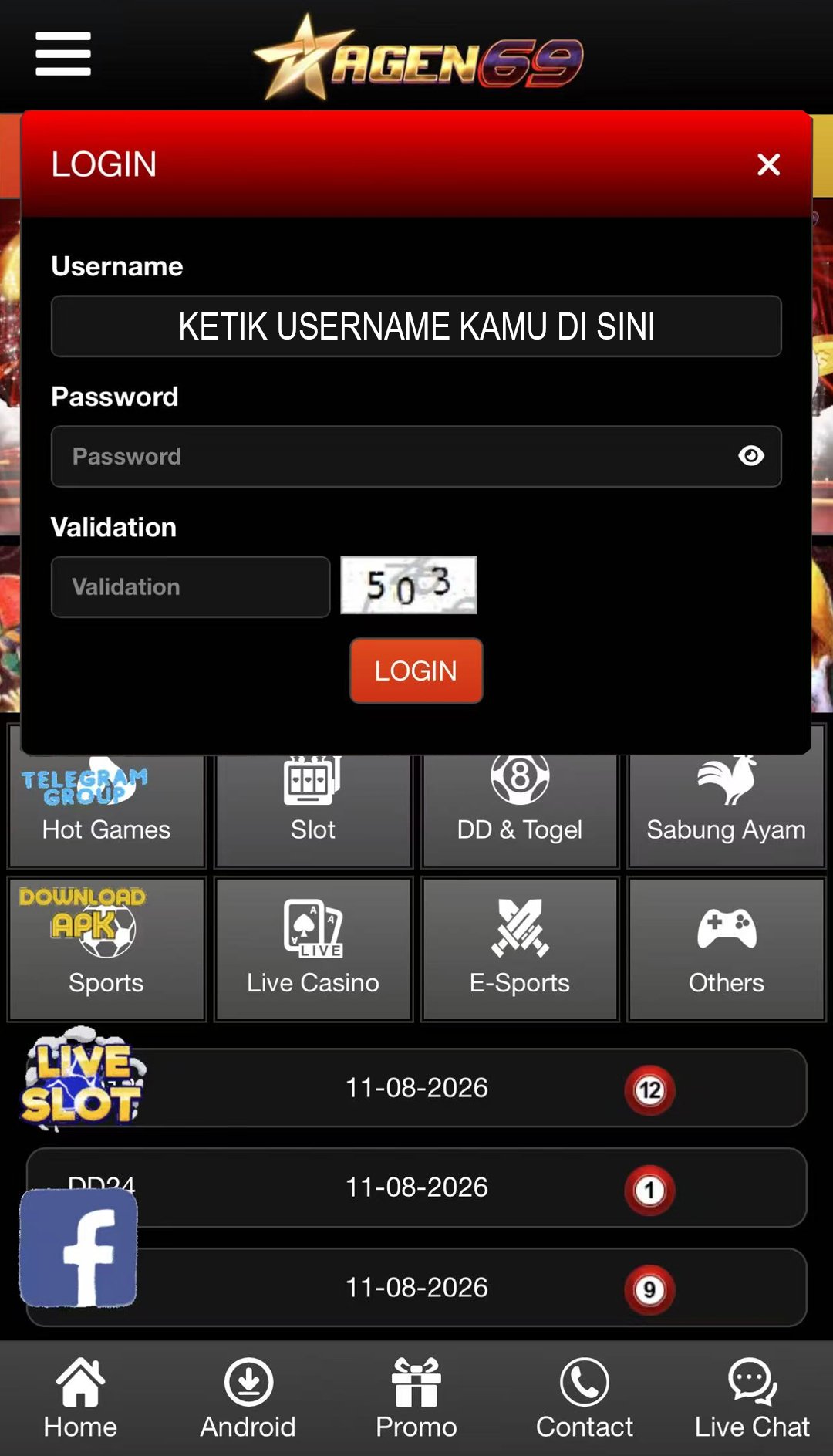Panduan kedua login AGEN69