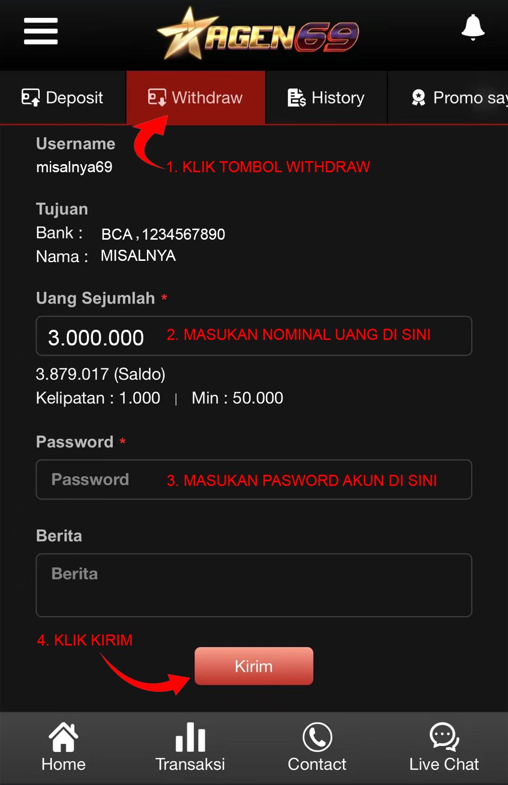 Panduan Withdraw AGEN69